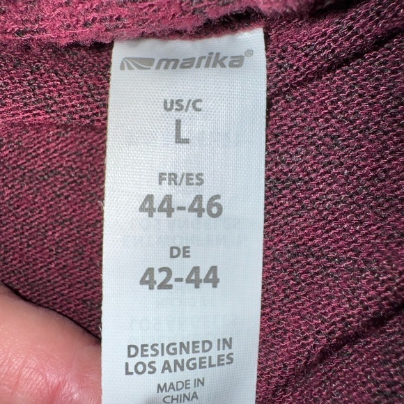Marika tie front active cardigan size Large. maroon & dark gray - Picture 7 of 7